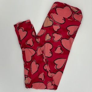 LuLaRoe Pink Hearts Buttery Soft Leggings